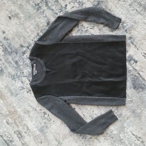 360 Sweater Cashmere Leather and Wool. Fabulous Gently Loved Gray/Black. Size XS